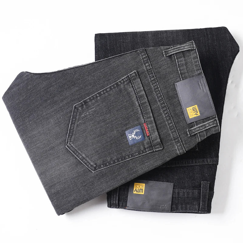 Jeans men straight tube loose 2024 autumn new item business elastic men's versatile casual pants trendy brand long pants men - Image 4
