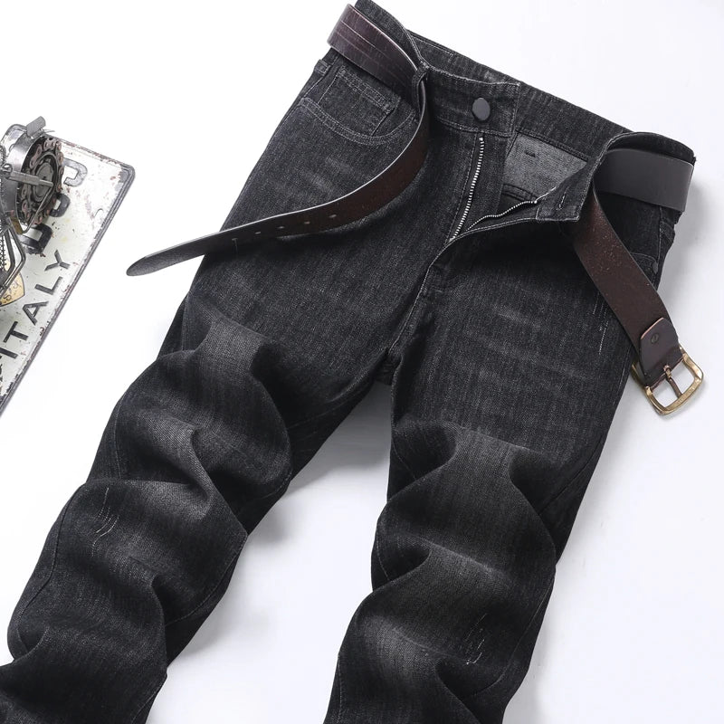 Jeans men straight tube loose 2024 autumn new item business elastic men's versatile casual pants trendy brand long pants men - Image 7