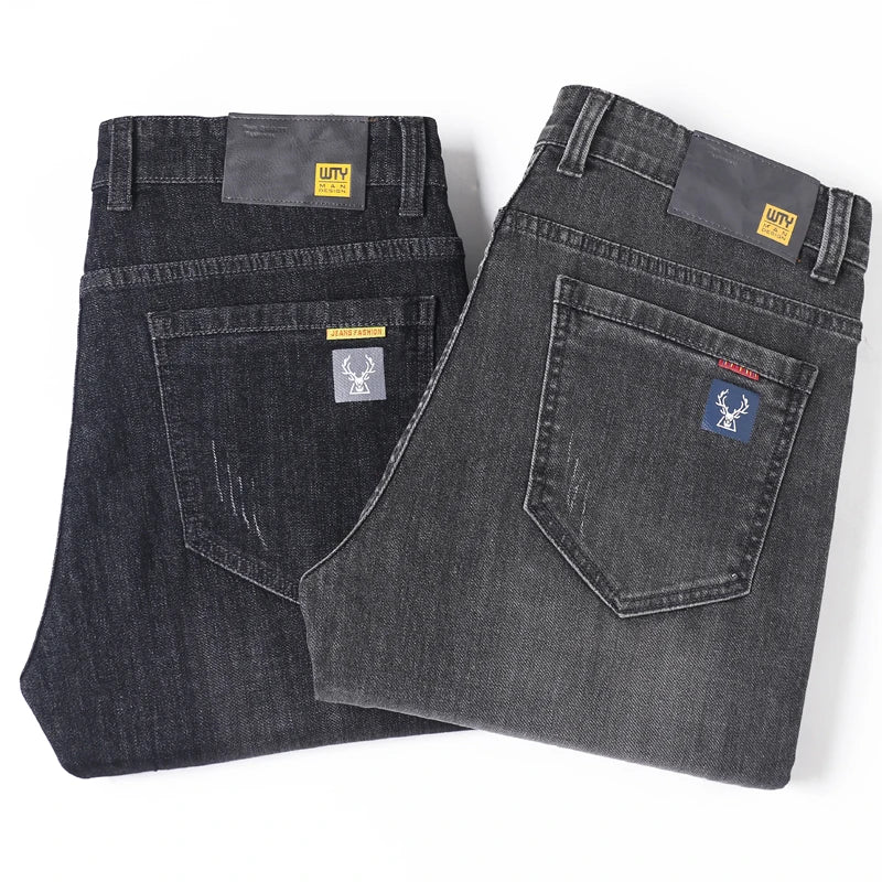 Jeans men straight tube loose 2024 autumn new item business elastic men's versatile casual pants trendy brand long pants men - Image 18