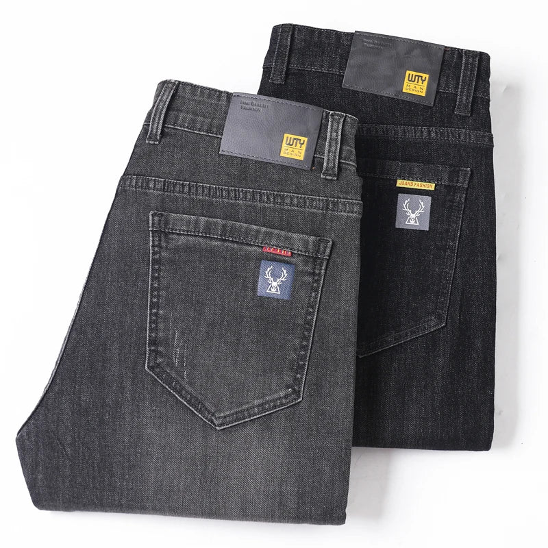Jeans men straight tube loose 2024 autumn new item business elastic men's versatile casual pants trendy brand long pants men - Image 19