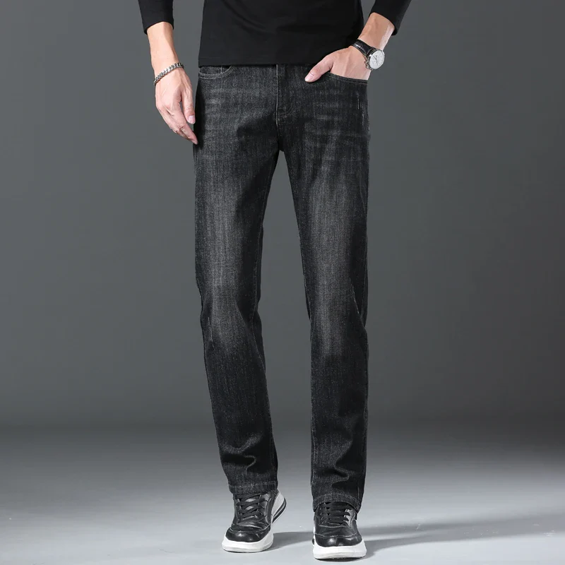 Jeans men straight tube loose 2024 autumn new item business elastic men's versatile casual pants trendy brand long pants men - Image 3