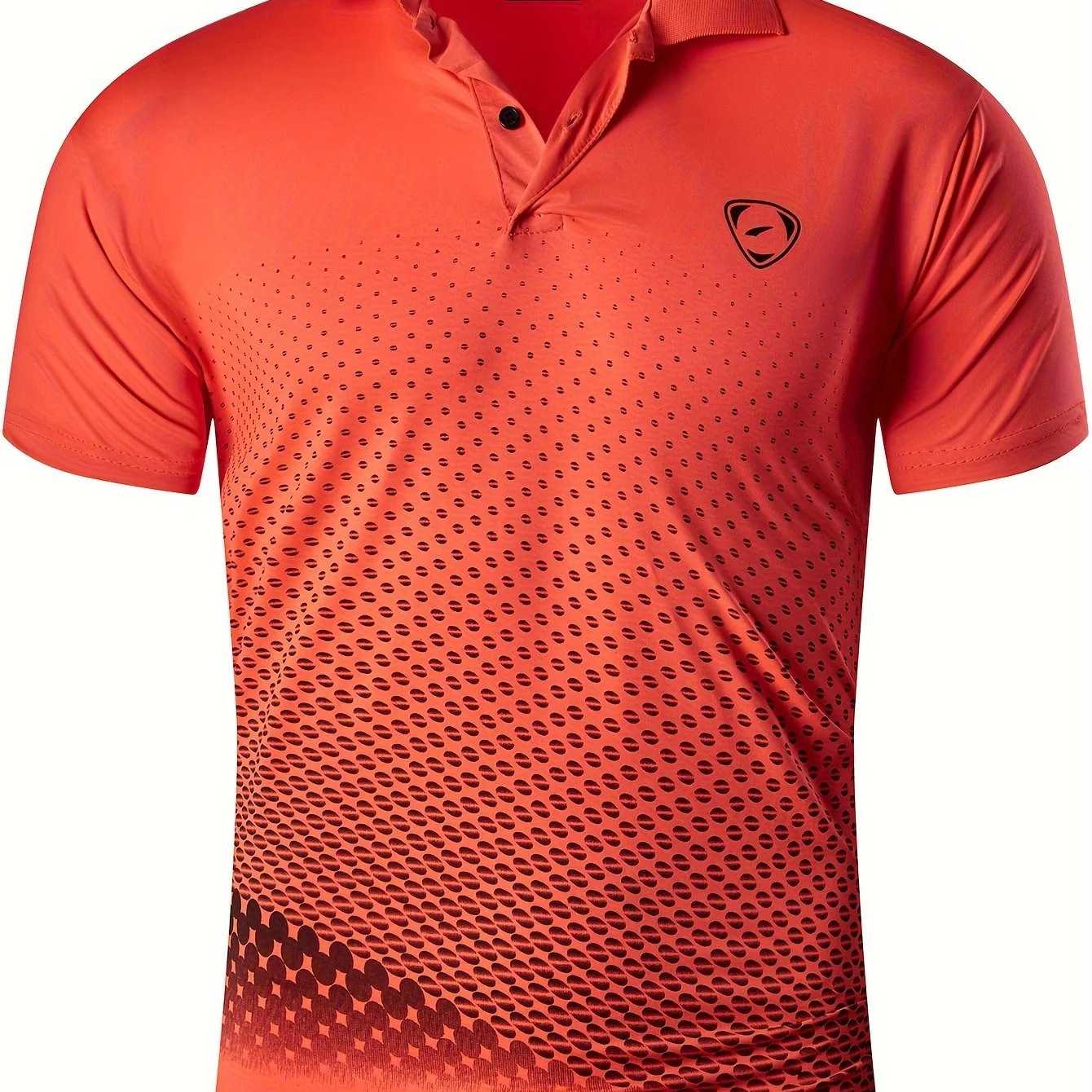 Jeansian Men's Lightweight Breathable Sport Shirt - Vibrant Orange All-Over Dot Print, Stretch Polyester Short Sleeve with Collar & Button Placket for Tennis Golf Bowling, Regular Fit All-Season Casual Athletic Wear, Tennis A - Image 14