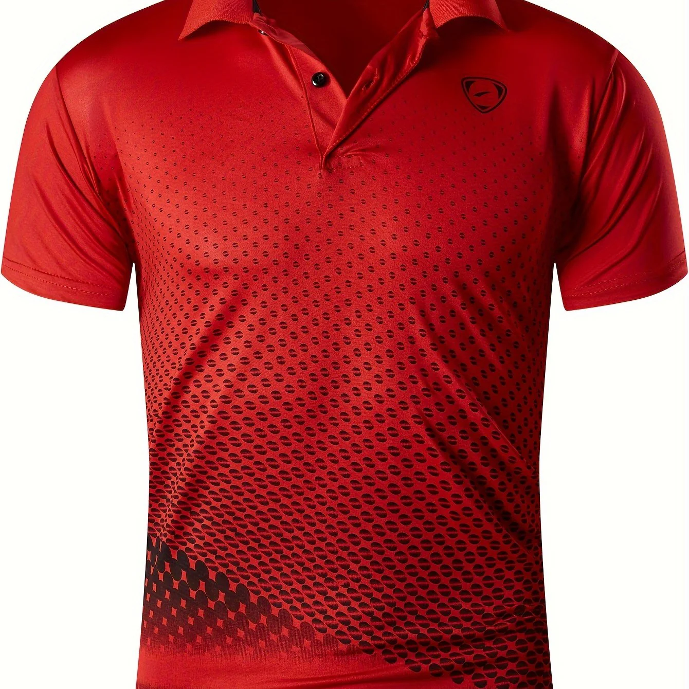 Jeansian Men's Lightweight Breathable Sport Shirt - Vibrant Orange All-Over Dot Print, Stretch Polyester Short Sleeve with Collar & Button Placket for Tennis Golf Bowling, Regular Fit All-Season Casual Athletic Wear, Tennis A - Image 15