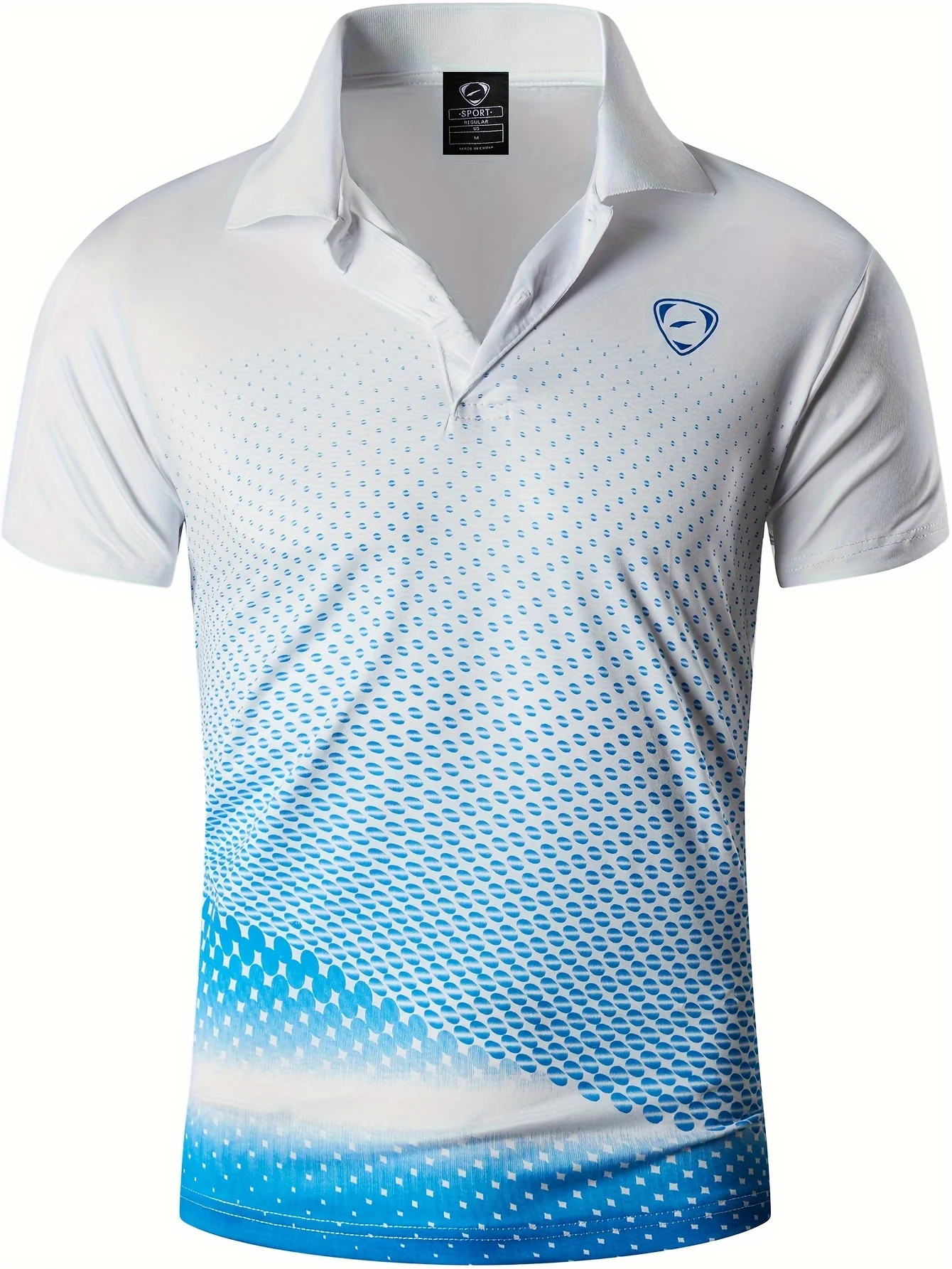 Jeansian Men's Lightweight Breathable Sport Shirt - Vibrant Orange All-Over Dot Print, Stretch Polyester Short Sleeve with Collar & Button Placket for Tennis Golf Bowling, Regular Fit All-Season Casual Athletic Wear, Tennis A - Image 2