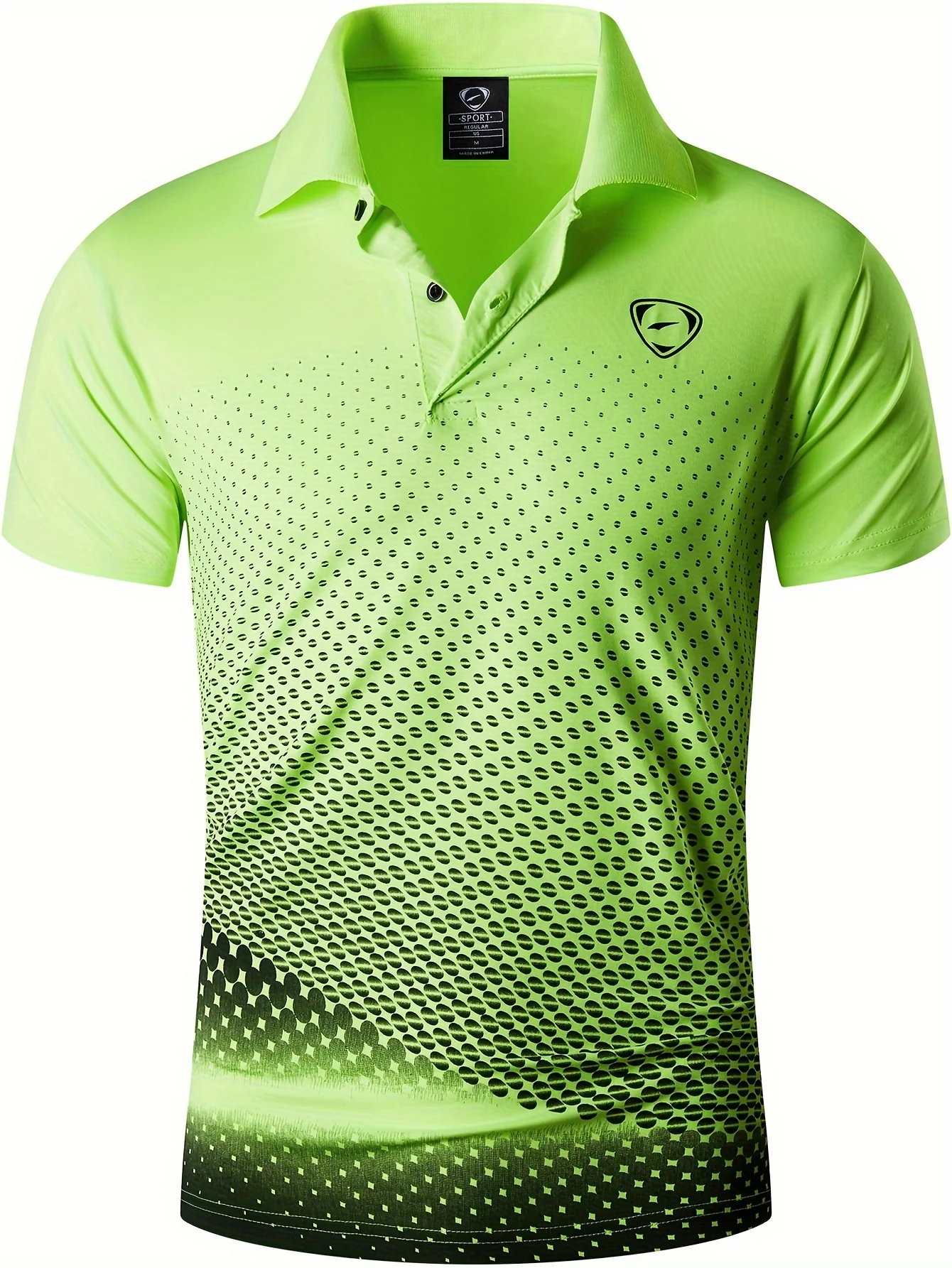 Jeansian Men's Lightweight Breathable Sport Shirt - Vibrant Orange All-Over Dot Print, Stretch Polyester Short Sleeve with Collar & Button Placket for Tennis Golf Bowling, Regular Fit All-Season Casual Athletic Wear, Tennis A - Image 3