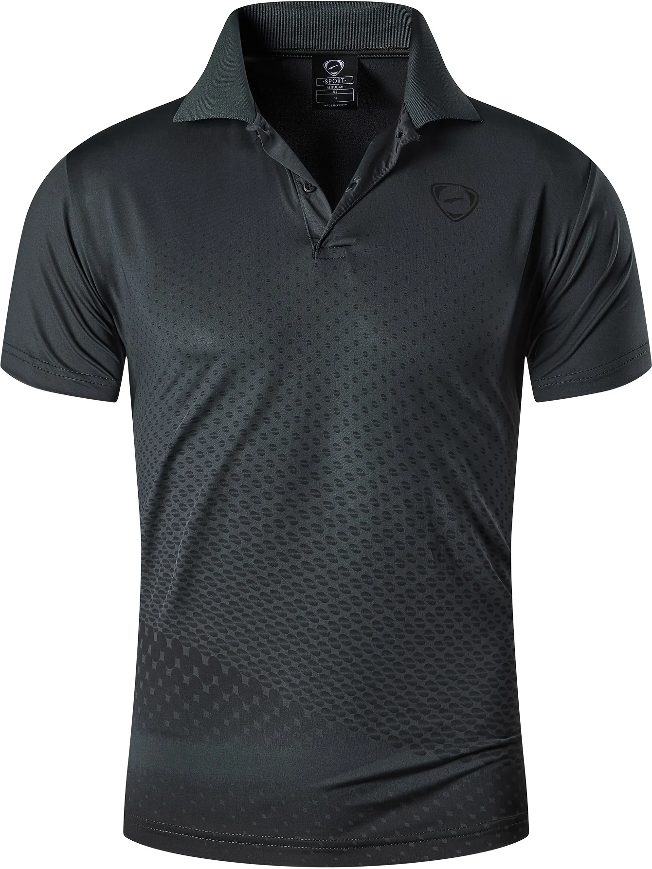 Jeansian Men's Lightweight Breathable Sport Shirt - Vibrant Orange All-Over Dot Print, Stretch Polyester Short Sleeve with Collar & Button Placket for Tennis Golf Bowling, Regular Fit All-Season Casual Athletic Wear, Tennis A - Image 4