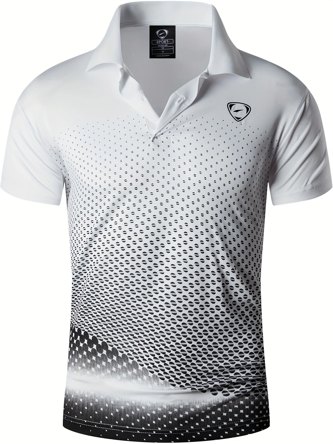 Jeansian Men's Lightweight Breathable Sport Shirt - Vibrant Orange All-Over Dot Print, Stretch Polyester Short Sleeve with Collar & Button Placket for Tennis Golf Bowling, Regular Fit All-Season Casual Athletic Wear, Tennis A - Image 6