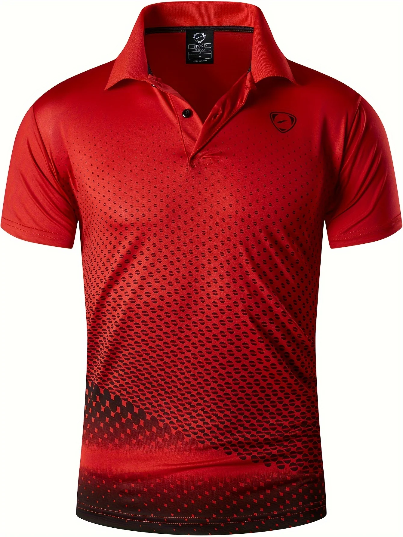 Jeansian Men's Lightweight Breathable Sport Shirt - Vibrant Orange All-Over Dot Print, Stretch Polyester Short Sleeve with Collar & Button Placket for Tennis Golf Bowling, Regular Fit All-Season Casual Athletic Wear, Tennis A - Image 8