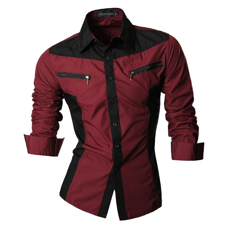 jeansian Spring Autumn Features Shirts Men Casual Shirt Long Sleeve Male Shirts Zipper Decoration (No Pockets) Z018 - Image 12
