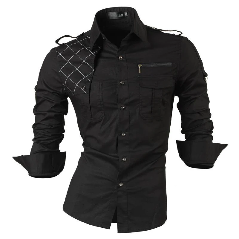 jeansian Spring Autumn Features Shirts Men Casual Shirt Long Sleeve Male Shirts Zipper Decoration (No Pockets) Z018 - Image 23