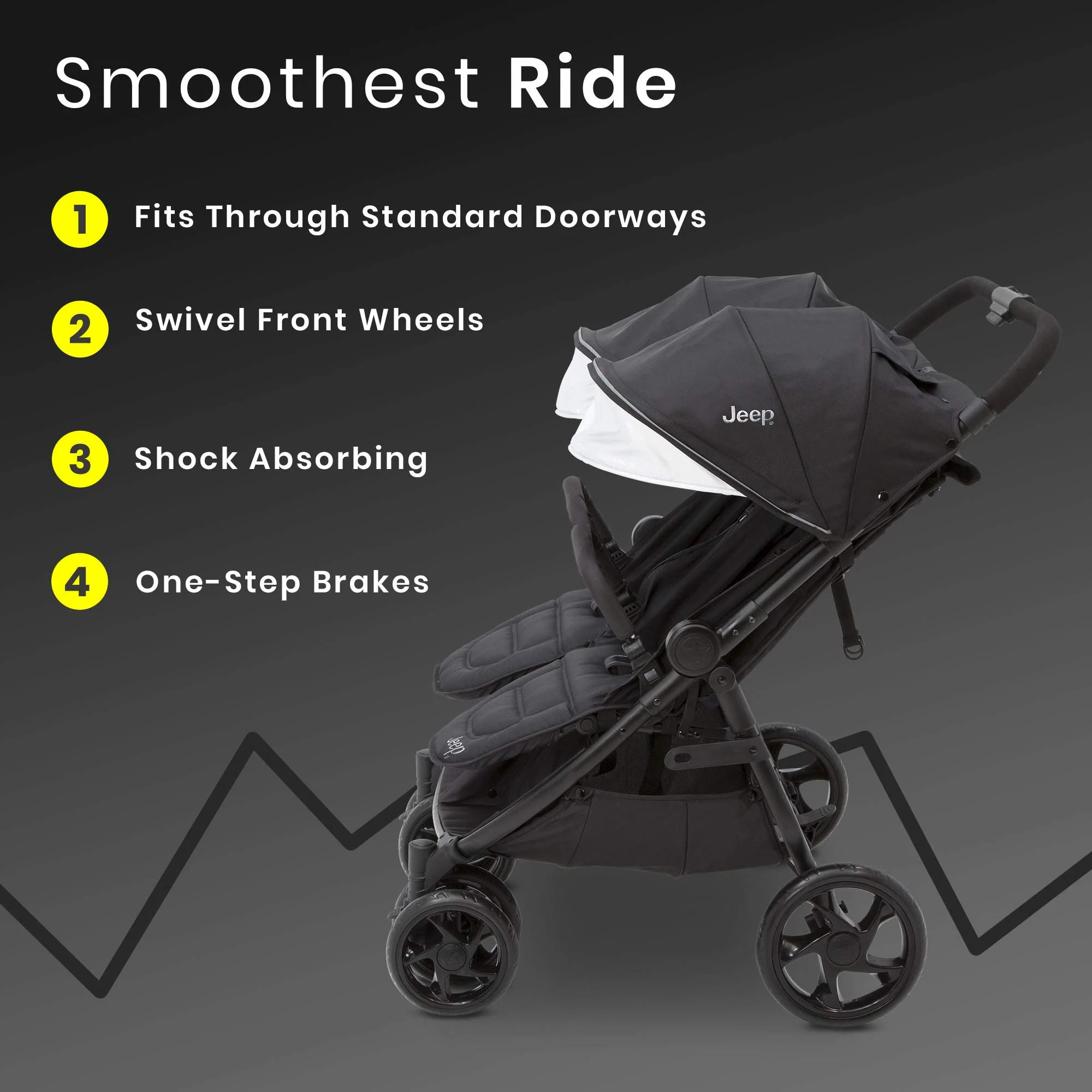 Jeep Destination Ultralight Side x Side Double Stroller, Midnight - Image 5
