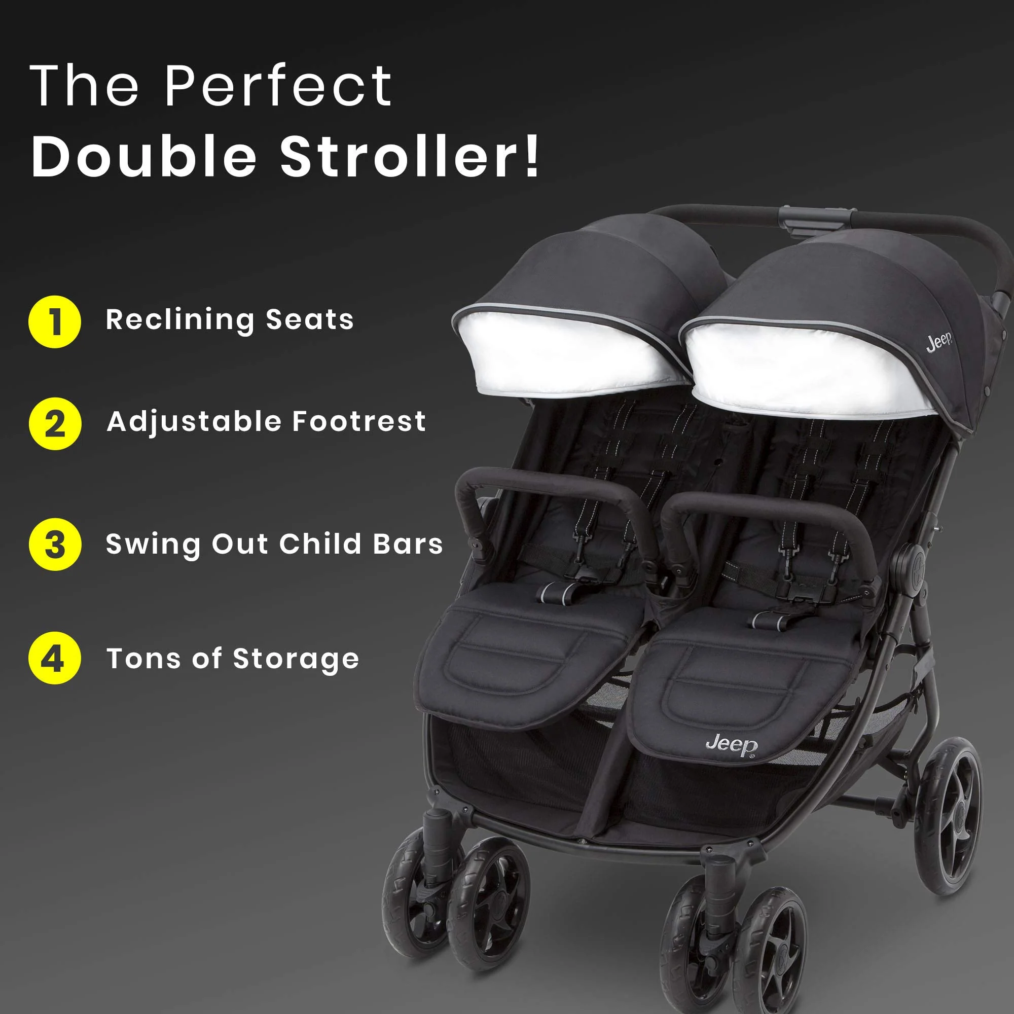 Jeep Destination Ultralight Side x Side Double Stroller, Midnight - Image 7