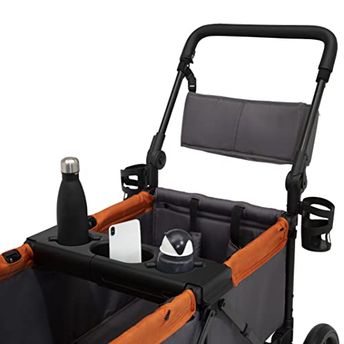 Jeep Sport All-Terrain Stroller Wagon by Delta Children - Includes Canopy, Parent Organizer, Adjustable Handlebar, Snack Tray & Cup Holders, Grey/Bonfire - Image 4