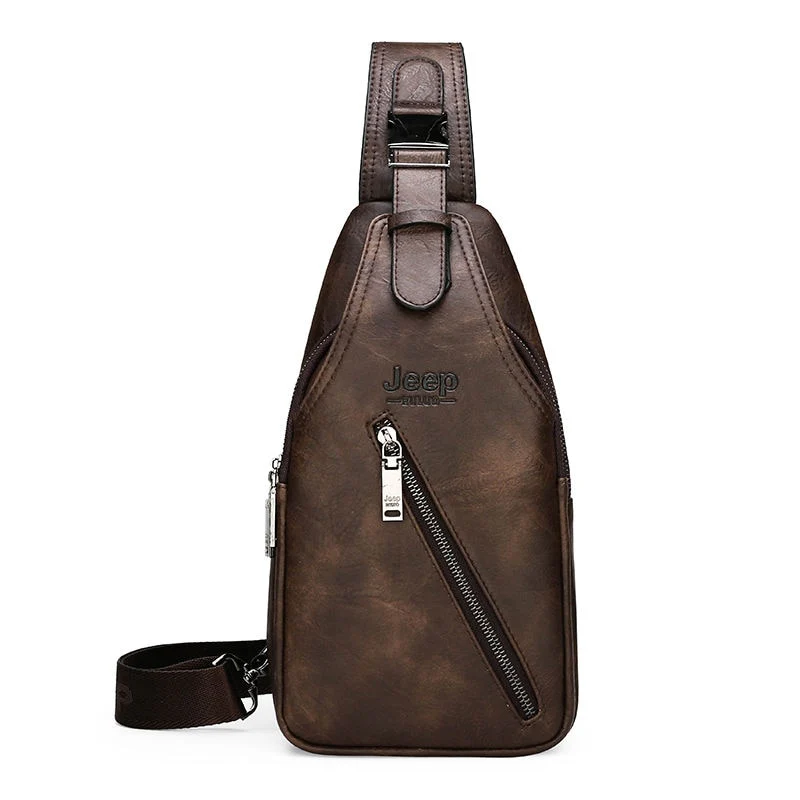 JEEPBULUO BRAND Chest Bag Men Sling crossbody bag Man's Crossbody Bag Split Leather High Quality For Man - Image 2