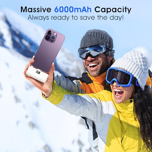 JEJILL Portable Charger for iPhone, [6000mAh] Small Power Bank with LCD Display, 20W Fast Charging Mini Portable Phone Charger Battery Bank for iPhone 14/14 Pro Max/13/12/XR/8/7/6 - White - Image 3