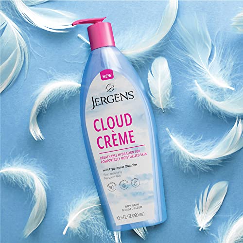 Jergens Cloud Creme Breathable Body Lotion, Fast-Absorbing Hydrating Moisturizer, Paraben-Free, with Hyaluronic Complex, Non-Greasy Application, 13 oz,White - Image 2