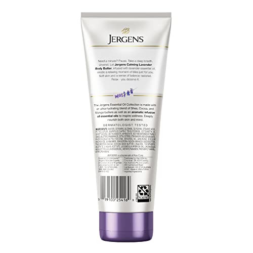 Jergens Lavender Body Butter Hand and Body Lotion, Moisturizer for Women, with Essential Oils for Indulgent Moisturization, 7 Ounce (Pack of 3) - Image 2