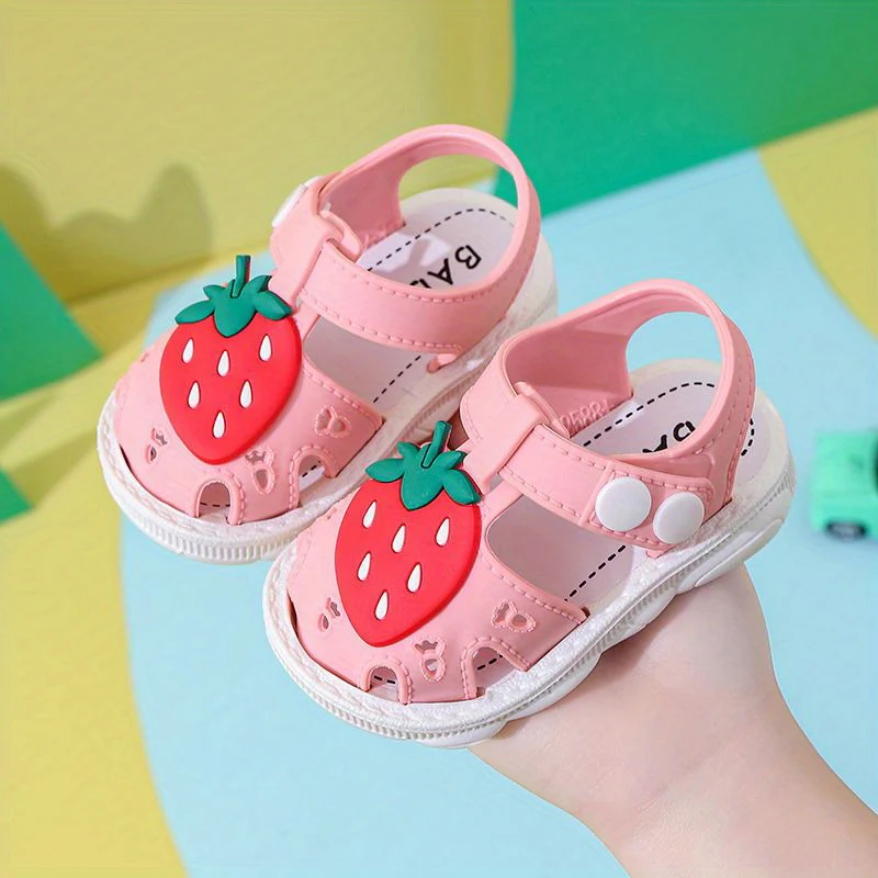 JIAGEYA Cute Cartoon Strawberry Breathable Sandals For Baby Girls, Lightweight Comfortable Anti Slip Sandals For Indoor Outdoor, All Seasons - Image 21