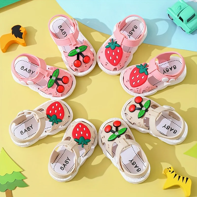 JIAGEYA Cute Cartoon Strawberry Breathable Sandals For Baby Girls, Lightweight Comfortable Anti Slip Sandals For Indoor Outdoor, All Seasons - Image 8