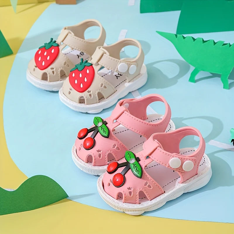 JIAGEYA Cute Cartoon Strawberry Breathable Sandals For Baby Girls, Lightweight Comfortable Anti Slip Sandals For Indoor Outdoor, All Seasons - Image 9