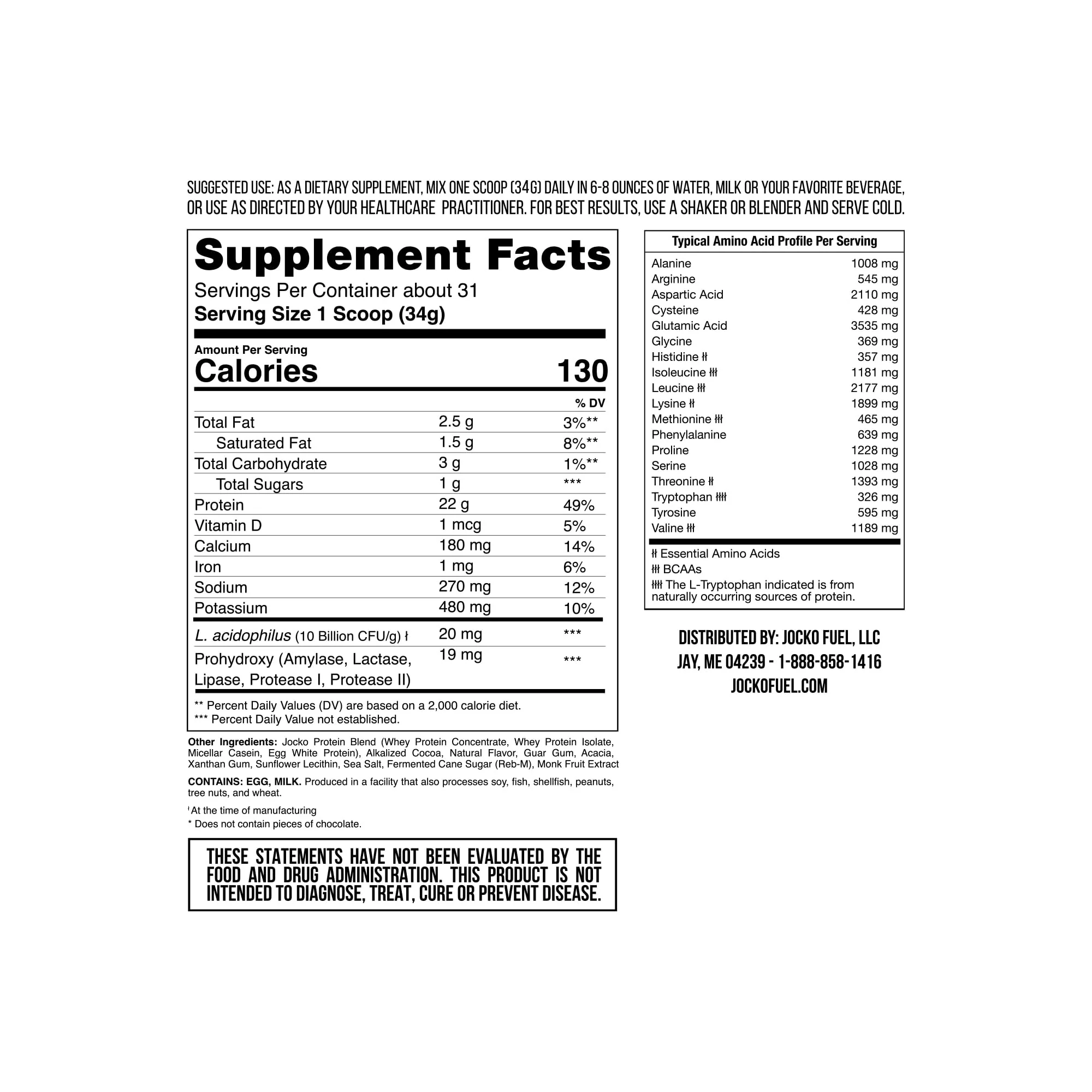Jocko Mölk Whey Protein Powder (Chocolate) - Keto, Probiotics, Grass Fed, Digestive Enzymes, Amino Acids, Sugar Free Monk Fruit Blend - Supports Muscle Recovery & Growth - 31 Servings (New 2lb Bag) - Image 5