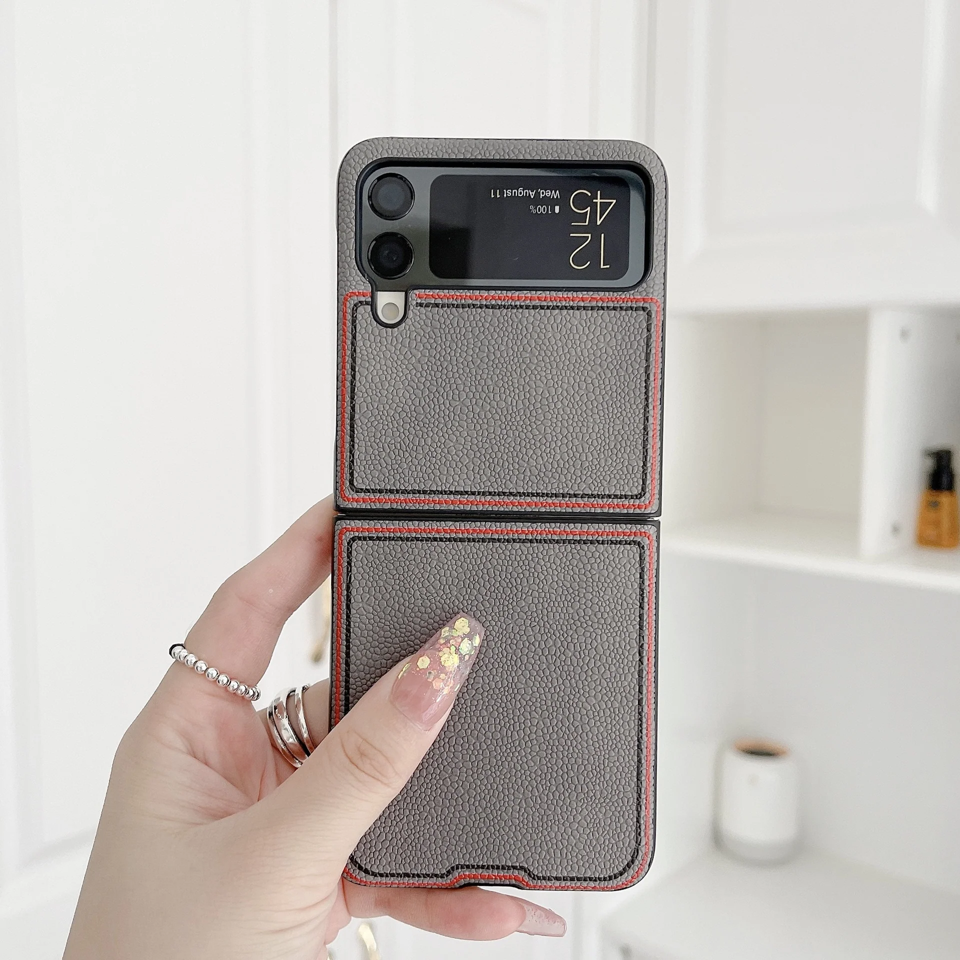 Joint Name Lychee Case for Samsung Galaxy Z Flip 4 3 5G Fashion 2022 Cover Anti-knock luxury Leather + PC Cases for Flip4 Flip3 - Image 10