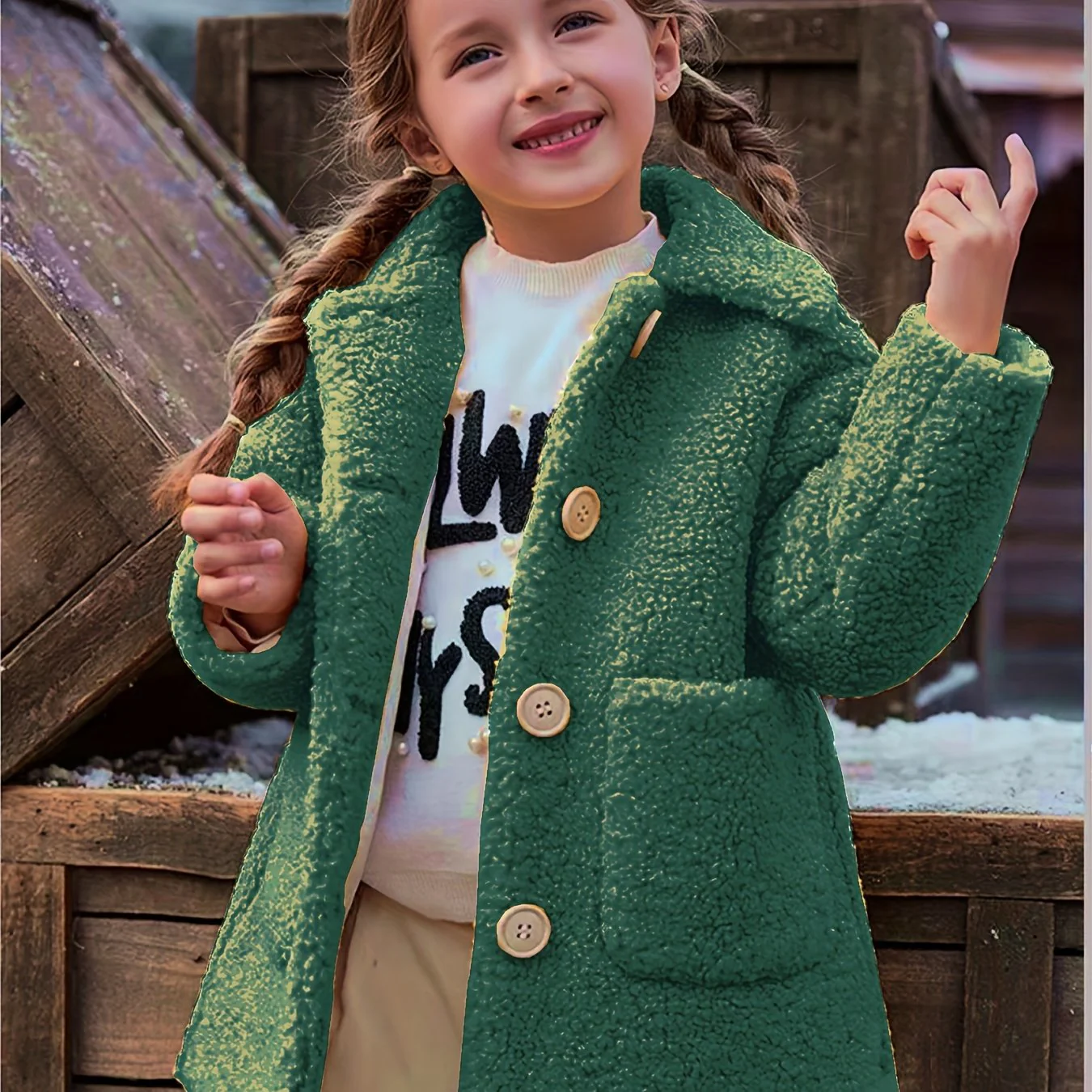 JOMAKE Girls' Winter Coat - Pastel Pink & Ombre Jacket with Button Front Closure, Soft Fleece-Lined Lapel Collar, Non-Stretchy Fabric for Everyday & Formal Events, Long Sleeve Casual Outerwear for School, Travel - Cute Korean - Image 69