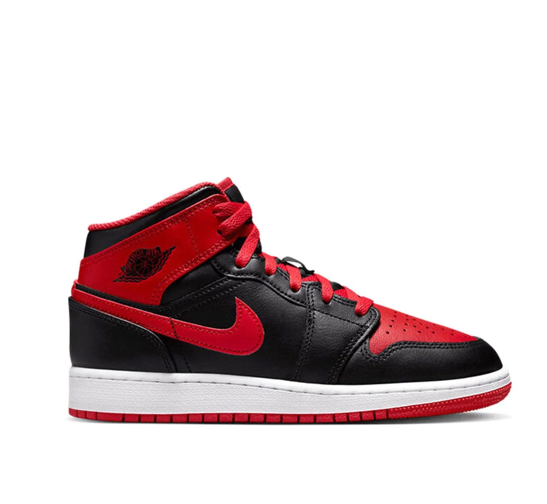 Jordan Nike Air 1 Mid Men's Shoes Black/Fire Red-White Size 10 - Image 6