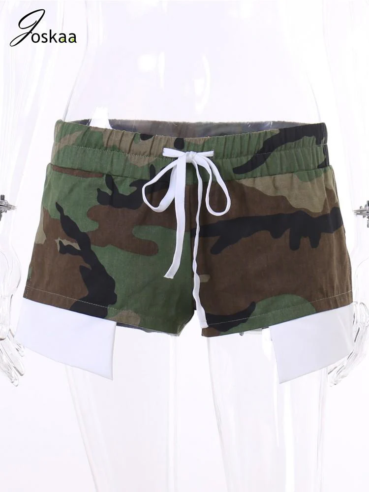 Joskaa Casual High Waist Drawstring Camouflage Shorts Women Clothes Summer 2023 Sexy Side Slit Irregular Bottoms Y2K Streetwear - Image 6