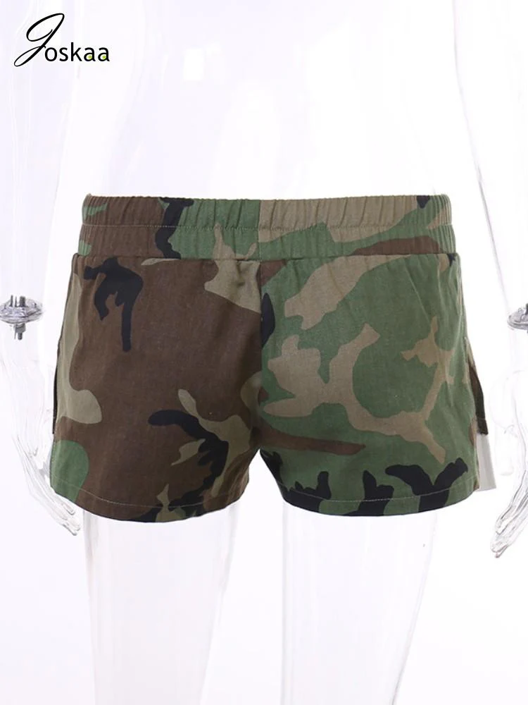 Joskaa Casual High Waist Drawstring Camouflage Shorts Women Clothes Summer 2023 Sexy Side Slit Irregular Bottoms Y2K Streetwear - Image 7