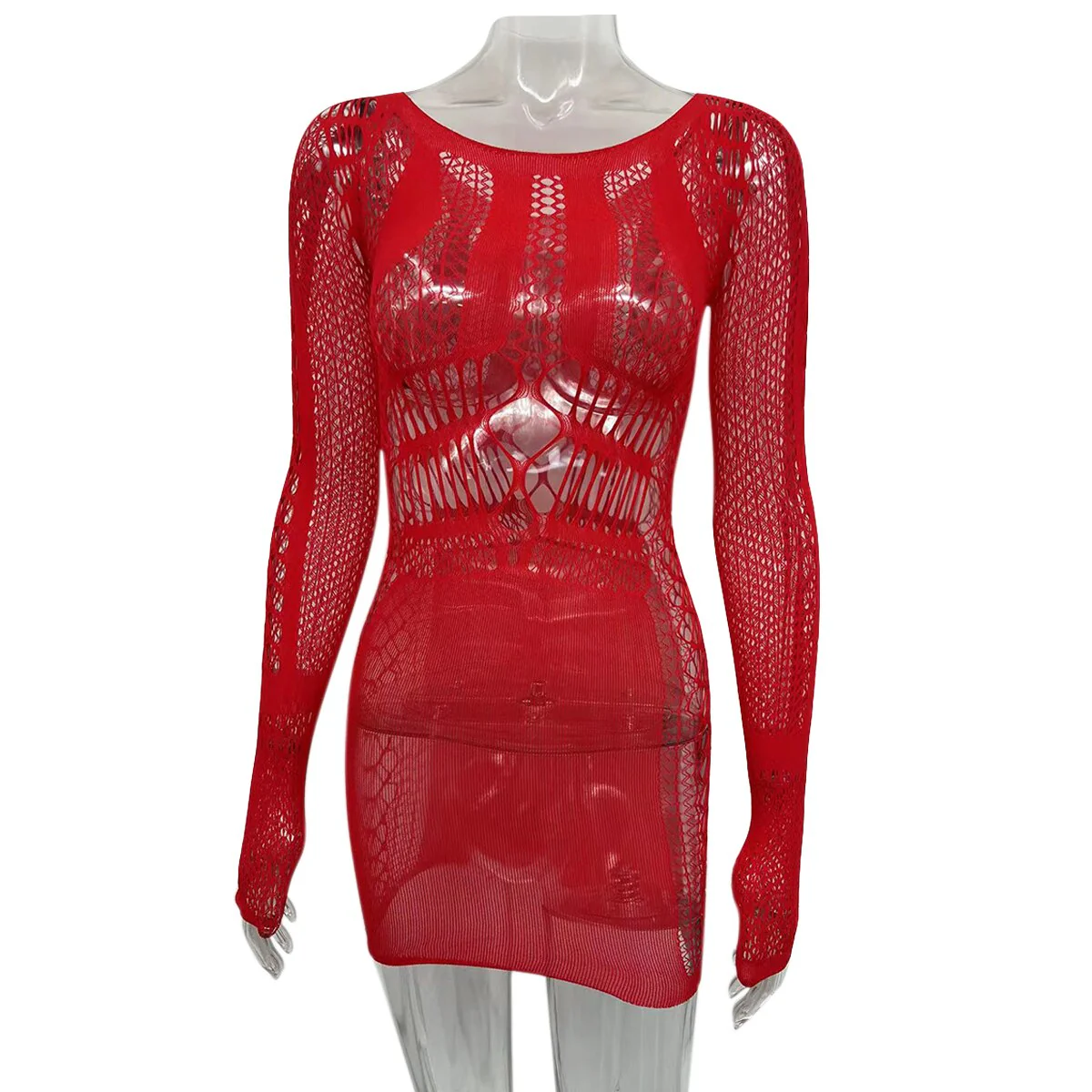 Joskaa Hollow Out Summer Dresses Casual Women 2022 Fashion Beach Strench See Through Sexy Design Underwear Clubwear Dress - Image 2