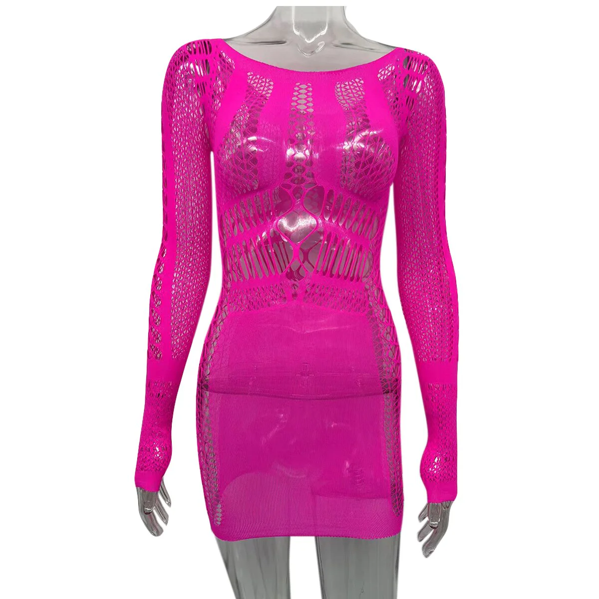 Joskaa Hollow Out Summer Dresses Casual Women 2022 Fashion Beach Strench See Through Sexy Design Underwear Clubwear Dress - Image 3