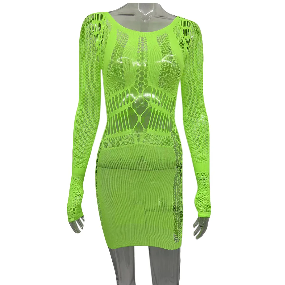 Joskaa Hollow Out Summer Dresses Casual Women 2022 Fashion Beach Strench See Through Sexy Design Underwear Clubwear Dress - Image 5