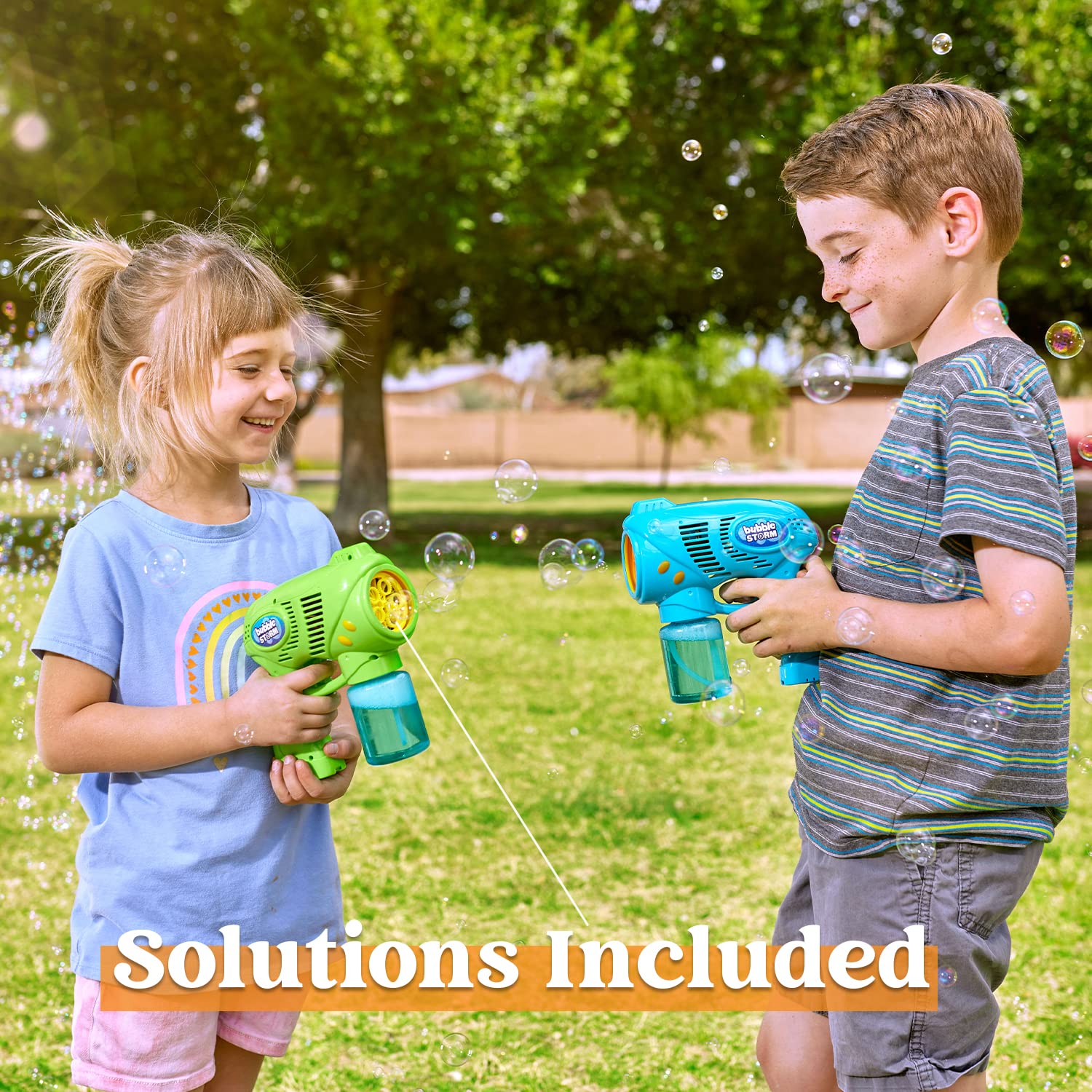 JOYIN 2 Bubble Guns with 2 Bottles Bubble Refill Solution (10 oz Total), Bubble Machine for Toddlers 1-3, Bubble Blaster Party Favors, Summer Toy, Outdoors Activity, Easter, Birthday Gift - Image 7