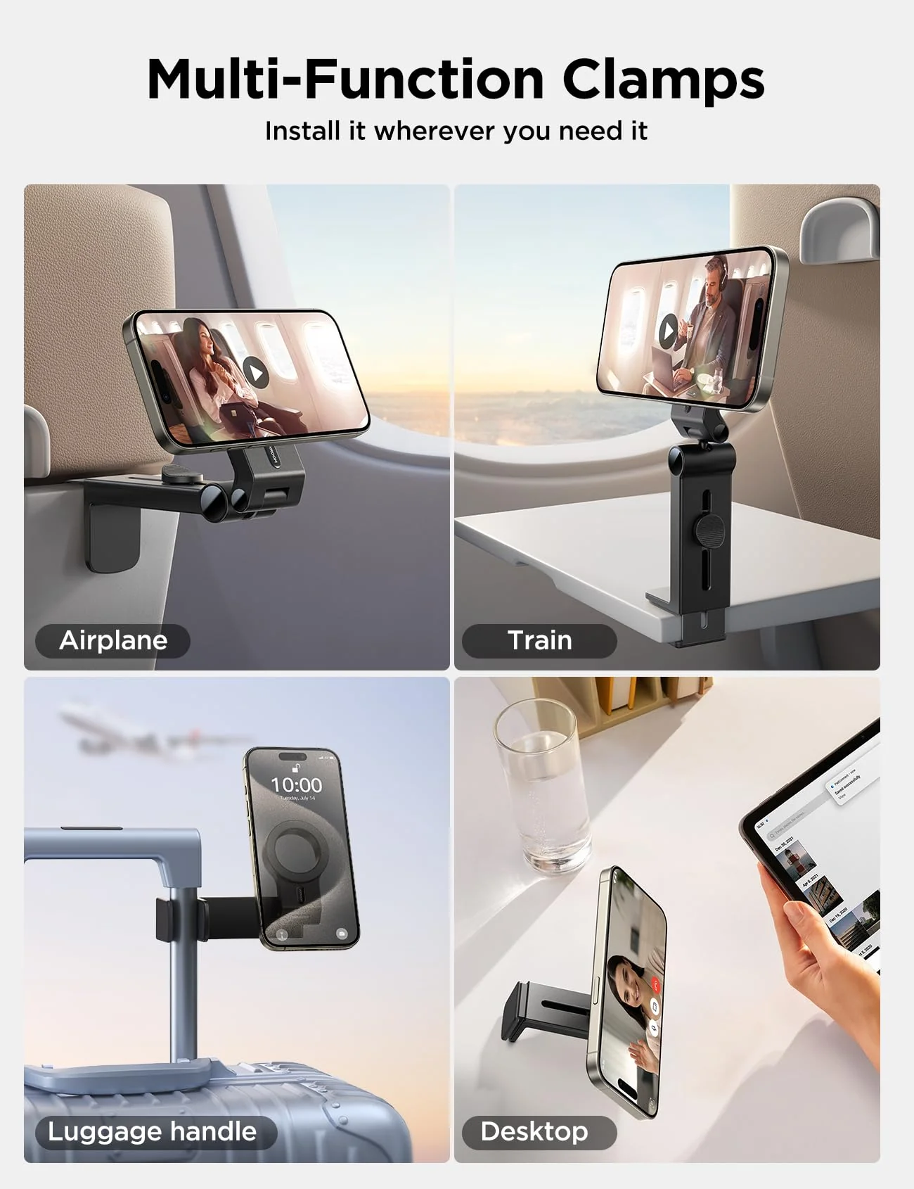 JOYROOM for Magsafe Airplane Phone Holder Travel Essentials, [Flexible Rotation] Hands-Free Plane Phone Hount, Airplane Travel Essentials for iPhone 15 Pro Max 14 13 12 Series & Magsafe Case - Image 5