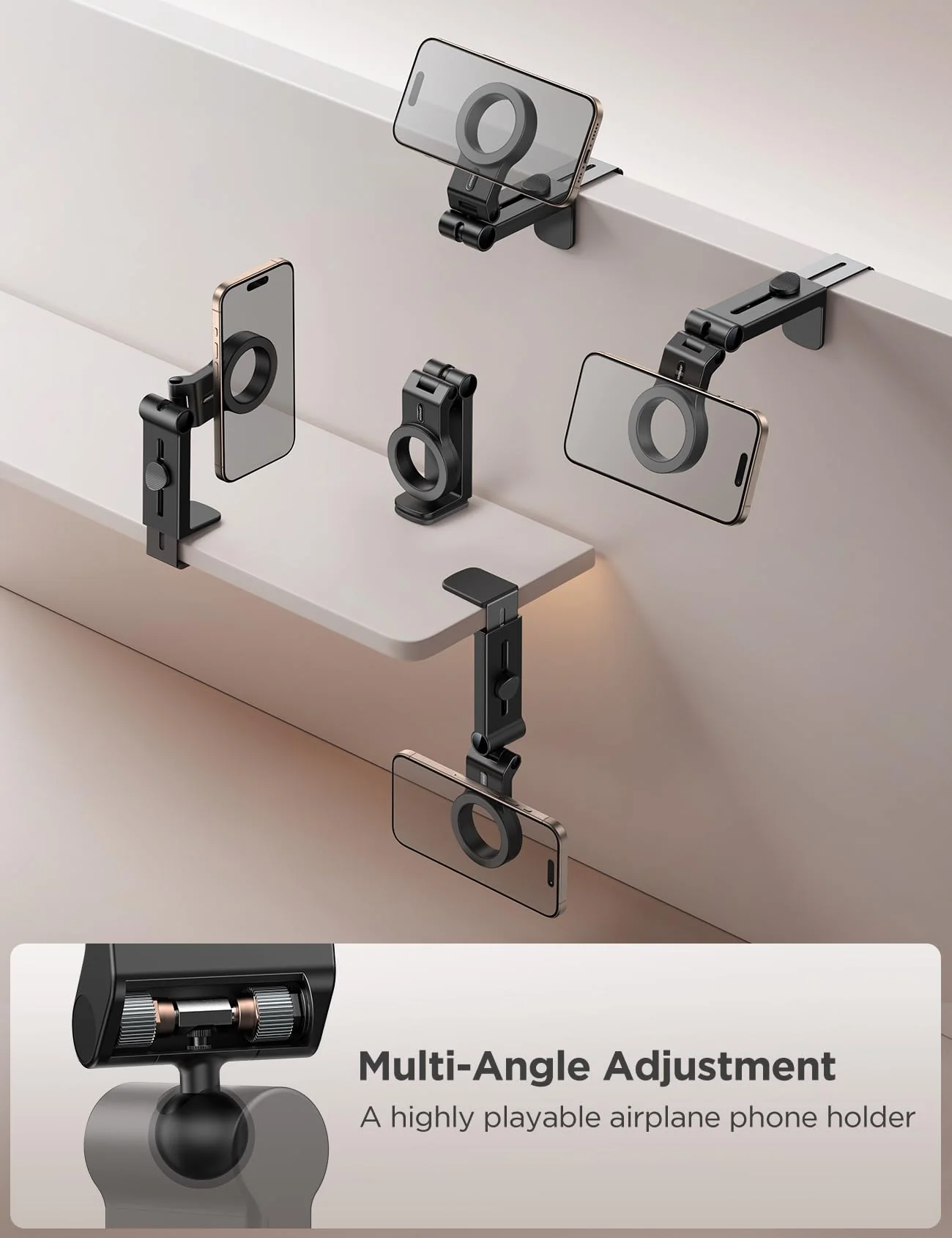JOYROOM for Magsafe Airplane Phone Holder Travel Essentials, [Flexible Rotation] Hands-Free Plane Phone Hount, Airplane Travel Essentials for iPhone 15 Pro Max 14 13 12 Series & Magsafe Case - Image 6