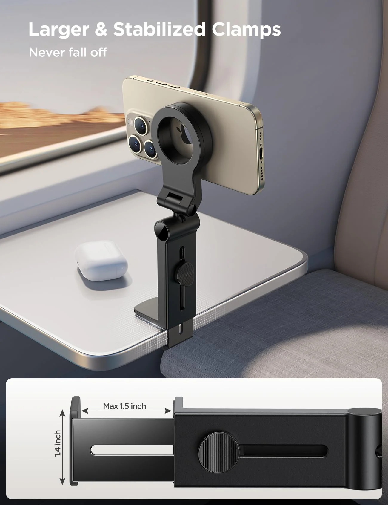 JOYROOM for Magsafe Airplane Phone Holder Travel Essentials, [Flexible Rotation] Hands-Free Plane Phone Hount, Airplane Travel Essentials for iPhone 15 Pro Max 14 13 12 Series & Magsafe Case - Image 7