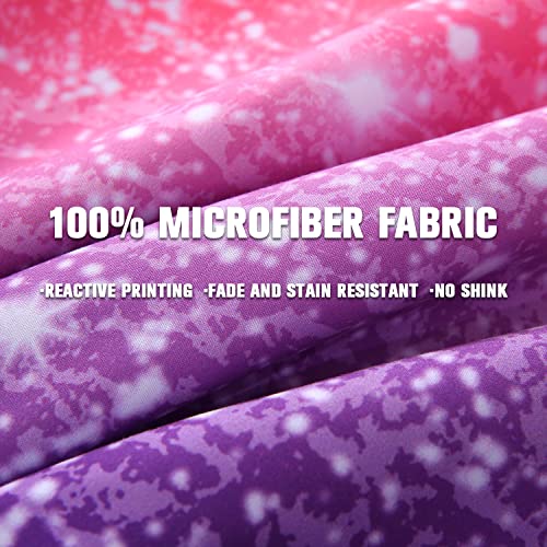 JQinHome Twin Pink Purple Comforter Set, 6 Piece Bed in A Bag 3D Colorful Bedding Set for Girls Kids (1 Comforter,2 Pillowcases,1 Flat Sheet,1 Fitted Sheet,1 Cushion Cover)(Pink Purple) - Image 2