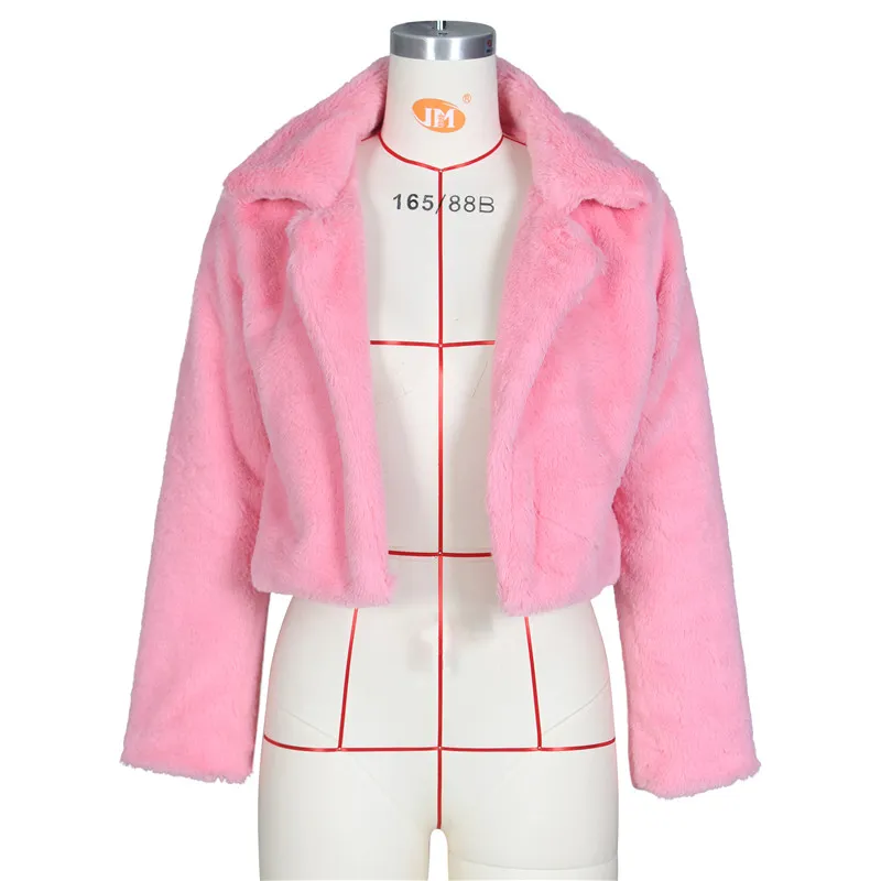 JRRY Casual Women Faux Fur Coats Long Sleeve Furry Cropped Jacket Open Stitch Fluffy Overcoat Plus Size XXL Outdoor Wear - Image 11