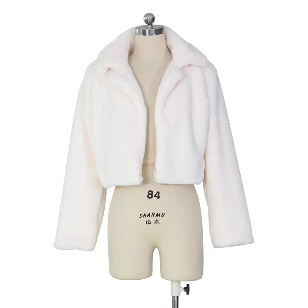 JRRY Casual Women Faux Fur Coats Long Sleeve Furry Cropped Jacket Open Stitch Fluffy Overcoat Plus Size XXL Outdoor Wear - Image 6