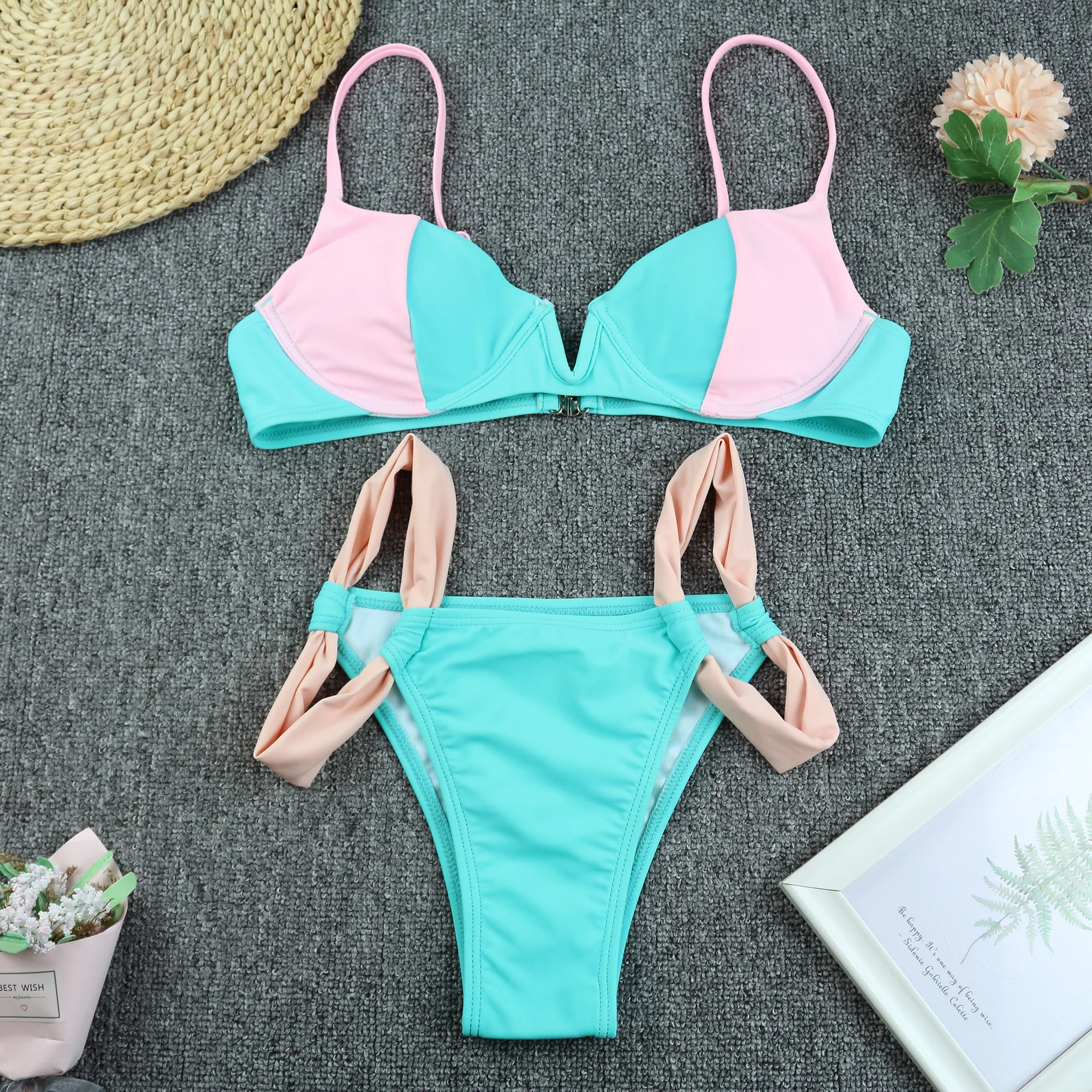 JSN7129 New Solid Sexy Push Up bikini 2022 bikinis woman swimwear bathing suit Underwire Mini Mirco Bikini - Image 5
