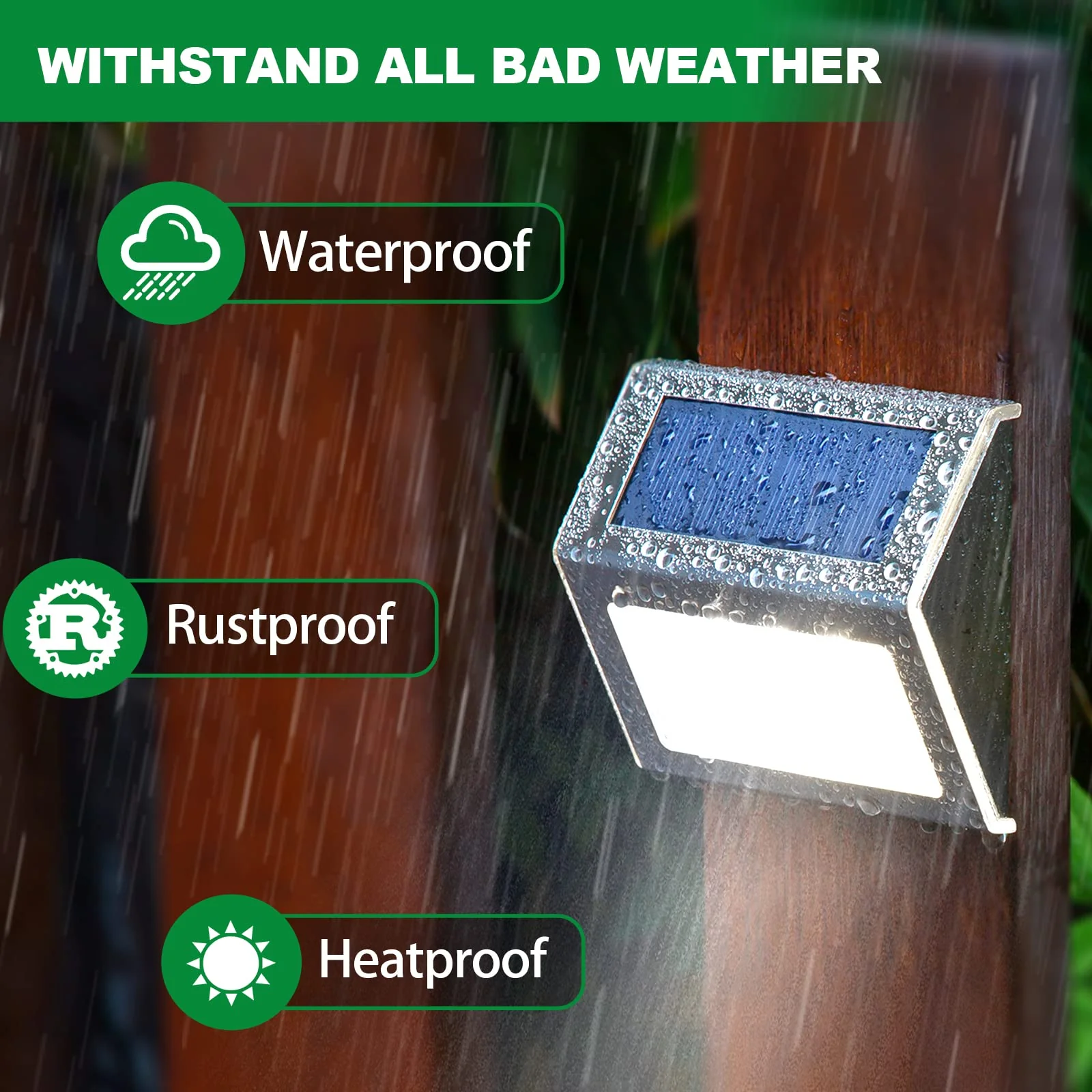 JSOT Outdoor Fence Lights,12 Pack Solar Powered Deck Lights Waterproof Stairs Light Stainless Steel Security Wall Lamps for Step Walkway Patio Garden Pathway - Cool White - Image 8