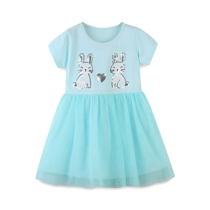 Jumping Meters Animals Beading Kids Party Dresses for Girls Clothes Vestido Toddler Dress Tutu Mesh Princess Kids Dresses - Image 2
