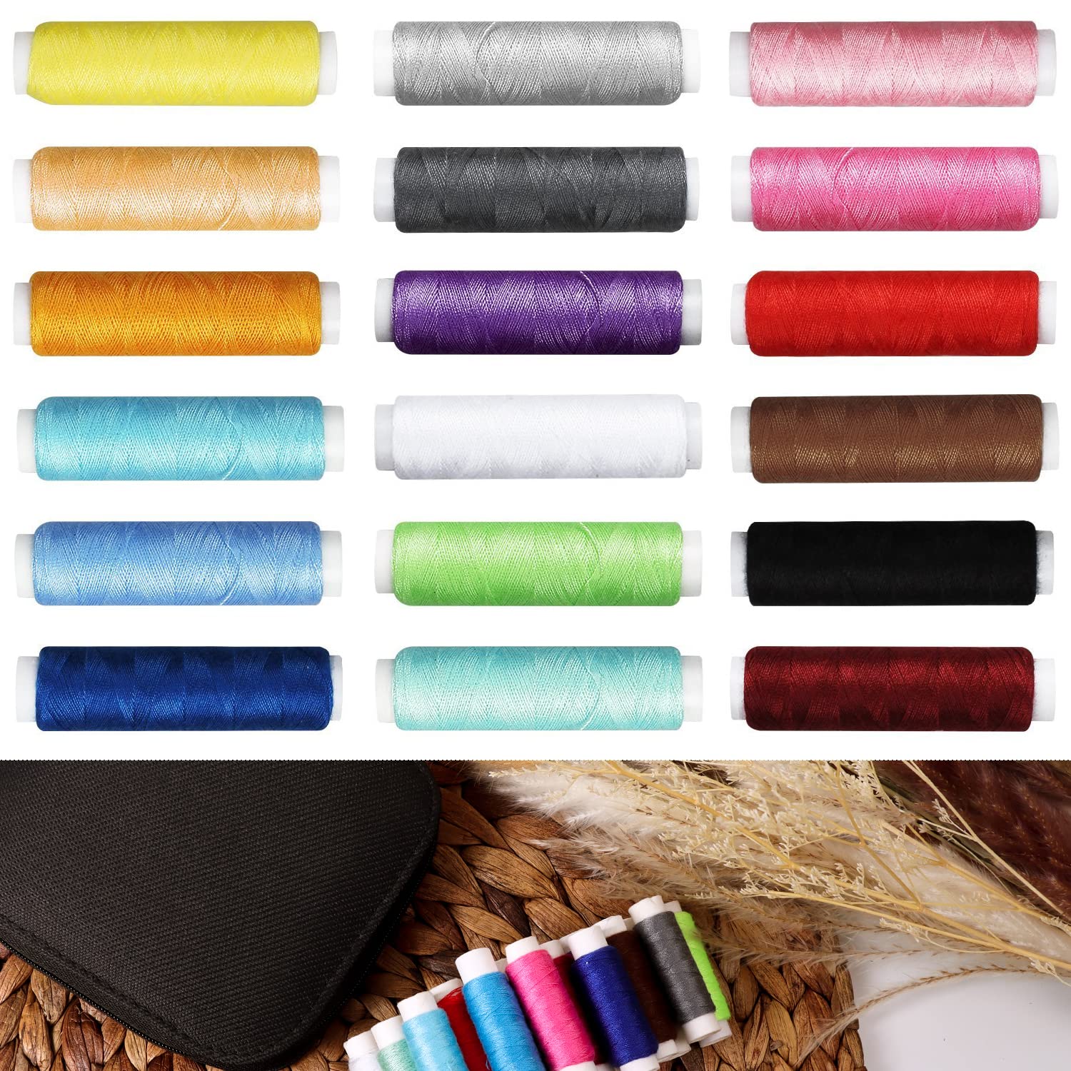 JUNING Sewing Kit with Case Portable Sewing Supplies for Home Traveler, Adults, Beginner, Emergency, Kids Contains Thread, Scissors, Needles, Measure etc - Image 3