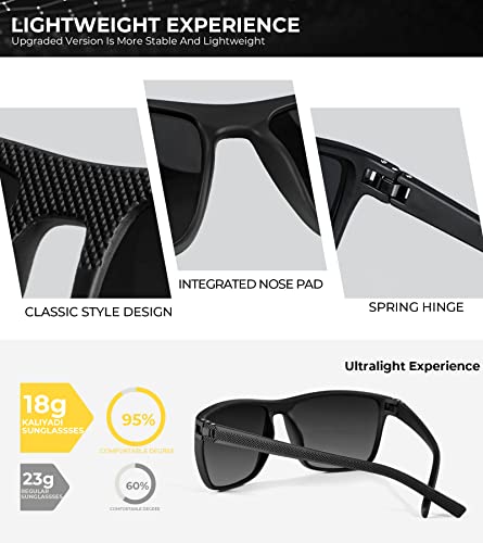 KALIYADI Polarized Sunglasses Men, Lightweight Mens Sunglasses Polarized UV Protection Driving Fishing Golf (Black/Ice Blue/Red) - Image 6