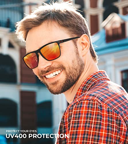 KALIYADI Polarized Sunglasses Men, Lightweight Mens Sunglasses Polarized UV Protection Driving Fishing Golf (Black/Ice Blue/Red) - Image 8