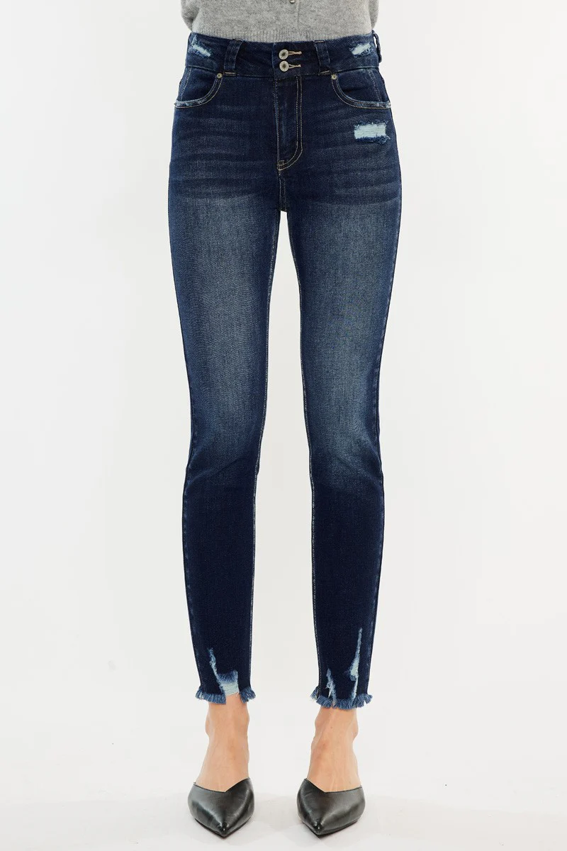 Kancan Full Size Cat's Whiskers Raw Hem High Waist Jeans - Image 10