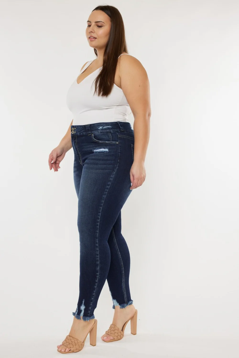 Kancan Full Size Cat's Whiskers Raw Hem High Waist Jeans - Image 3