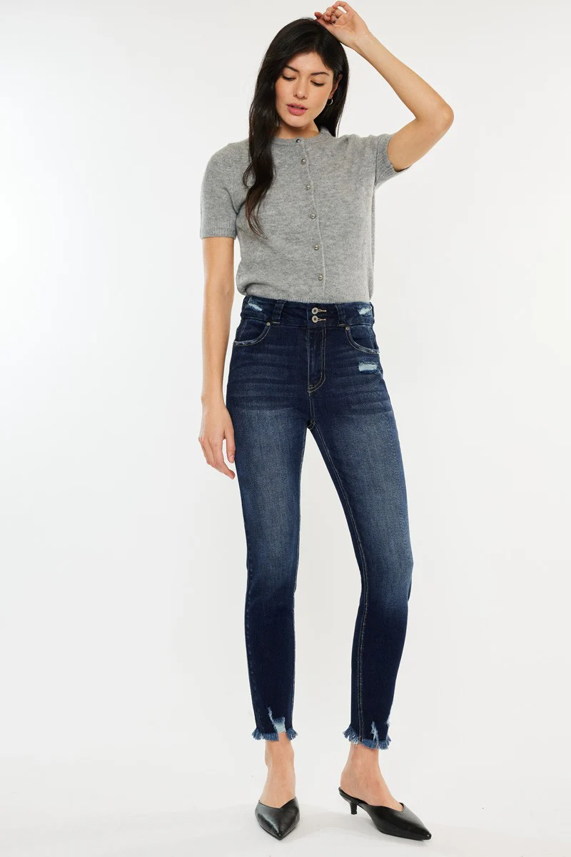 Kancan Full Size Cat's Whiskers Raw Hem High Waist Jeans - Image 7