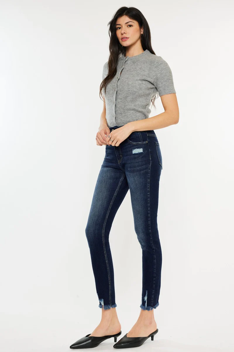 Kancan Full Size Cat's Whiskers Raw Hem High Waist Jeans - Image 8